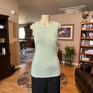Fenn Wright Manson green & white sleeveless blouse-size Medium size 8